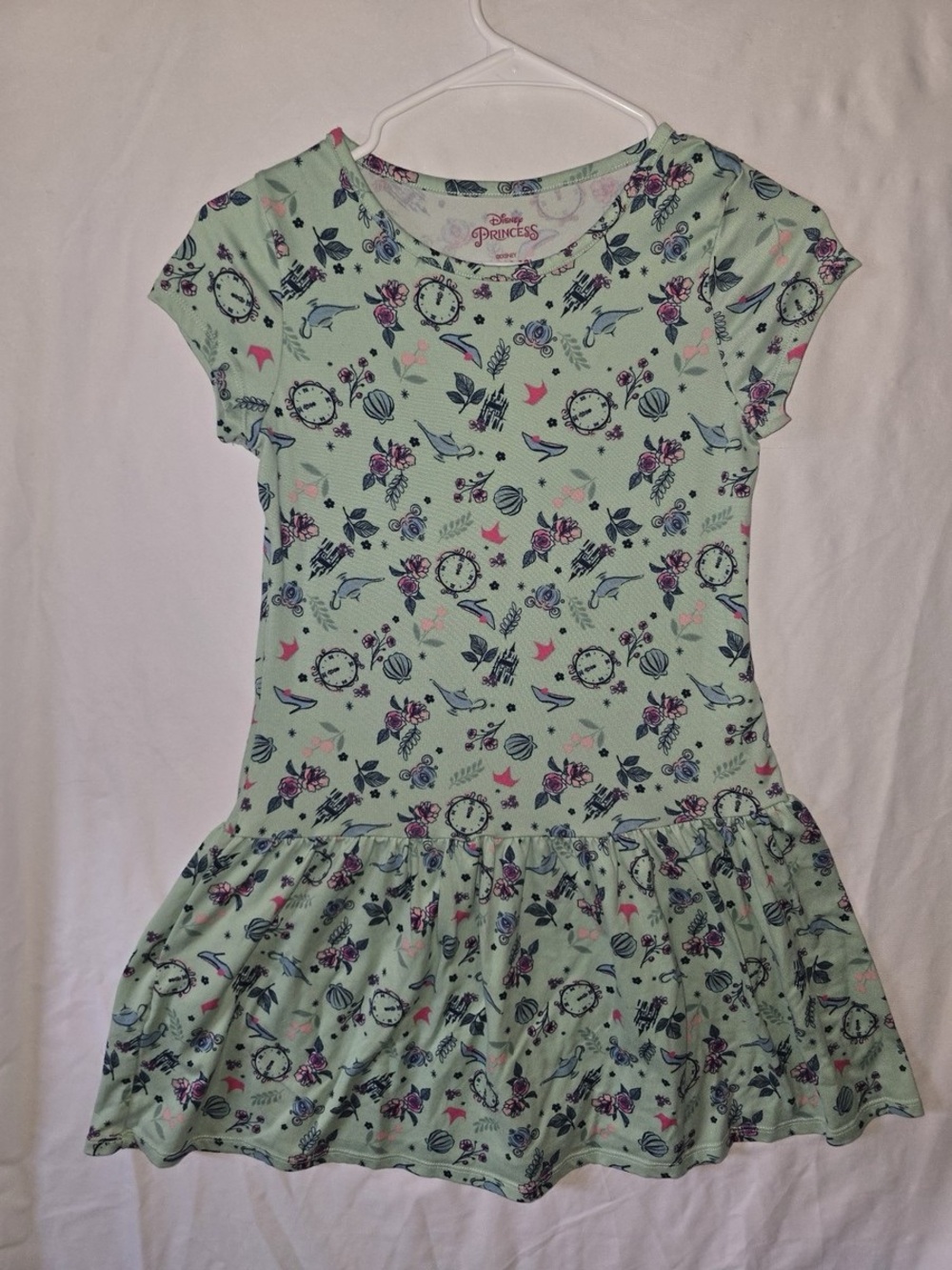 NWOT DISNEY Floral, Cinderella, Clock Print Girls' Casual Princess Dress